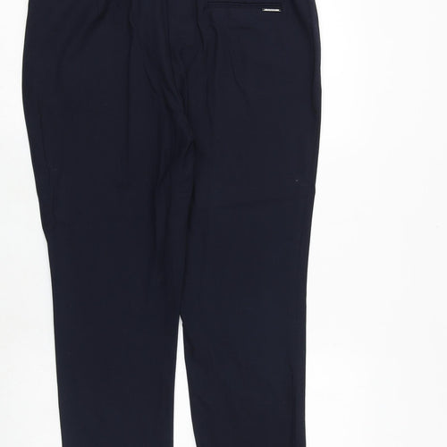 Marks and Spencer Womens Blue Polyester Chino Trousers Size 14 Regular Zip