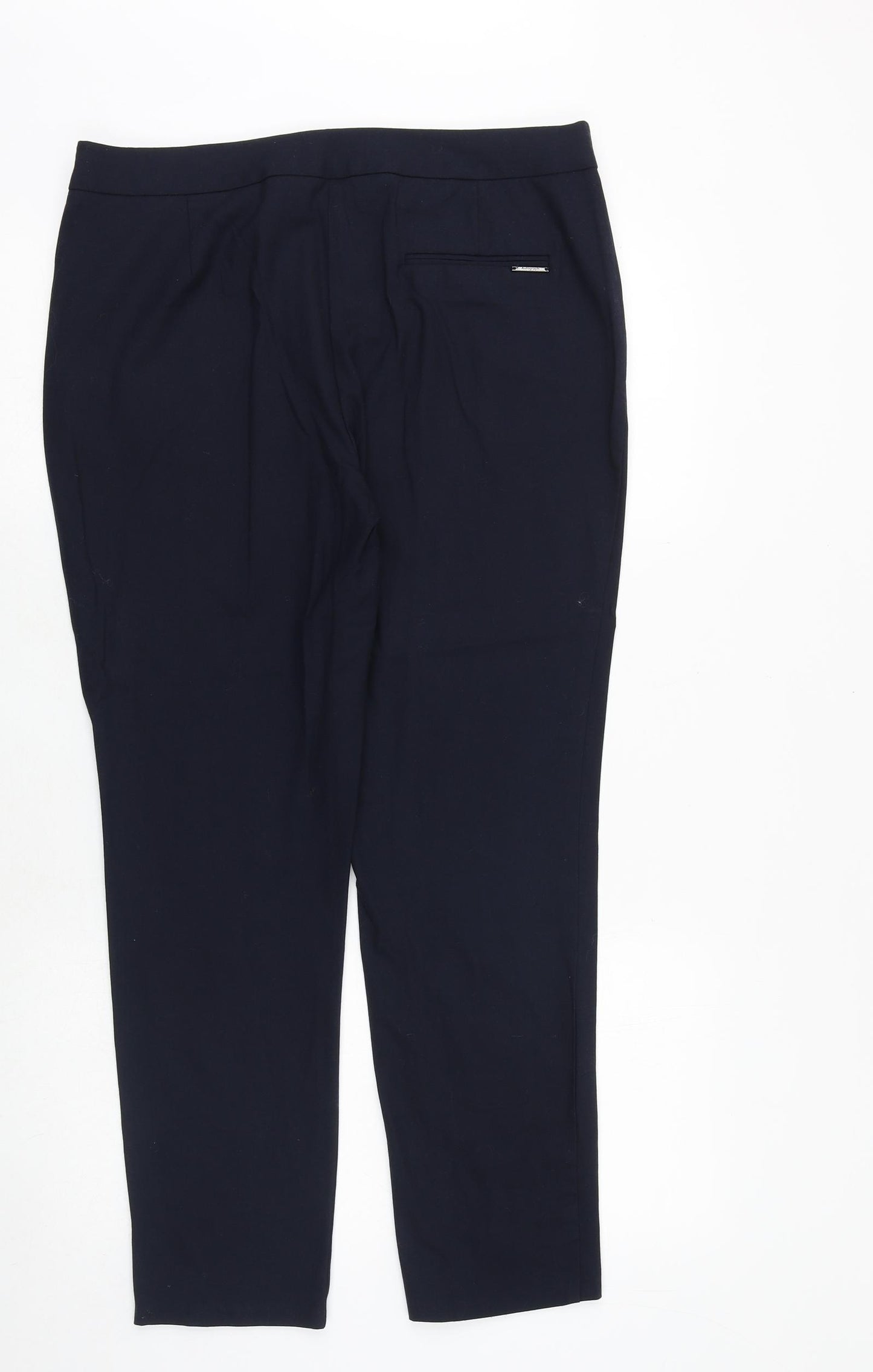 Marks and Spencer Womens Blue Polyester Chino Trousers Size 14 Regular Zip