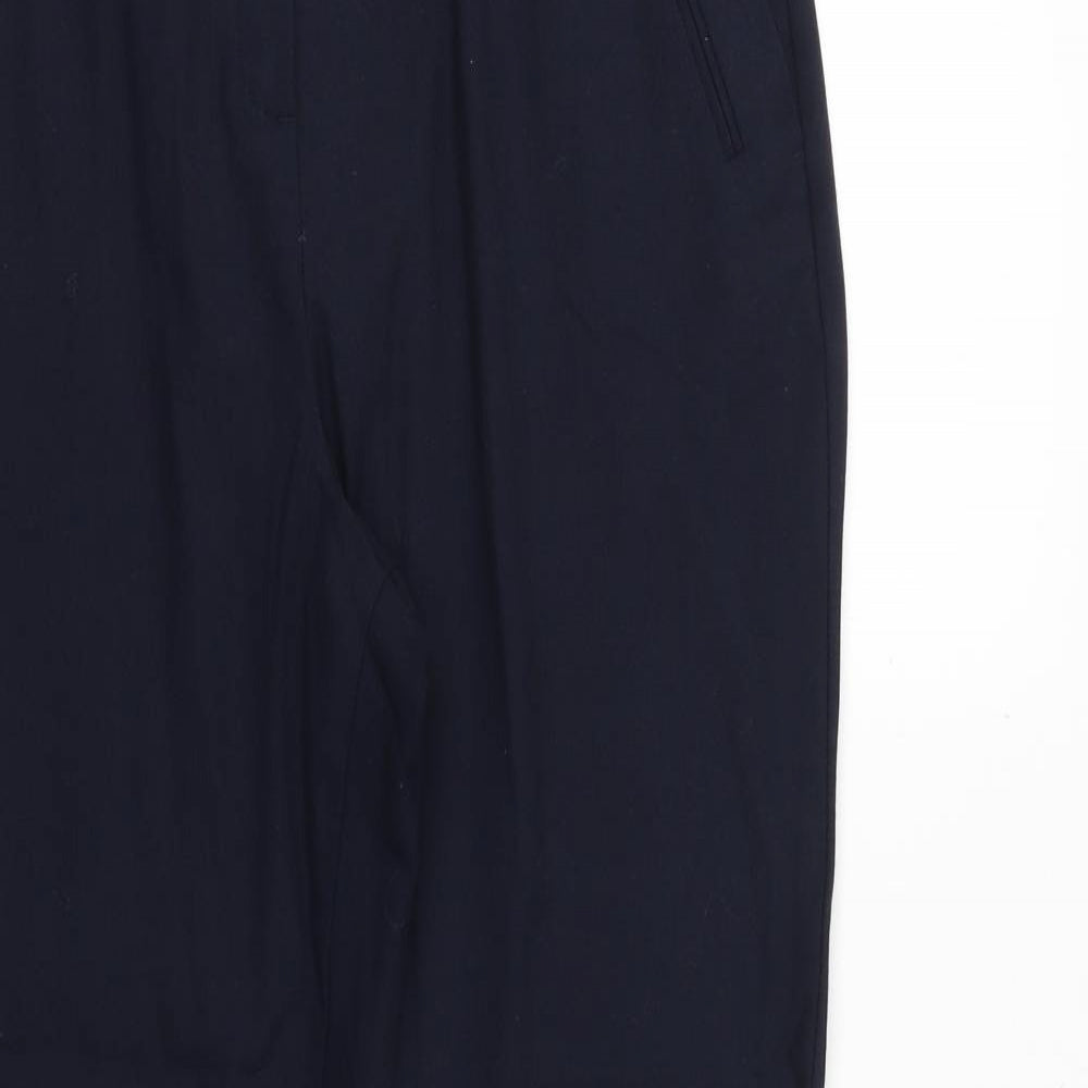 Marks and Spencer Womens Blue Polyester Chino Trousers Size 14 Regular Zip