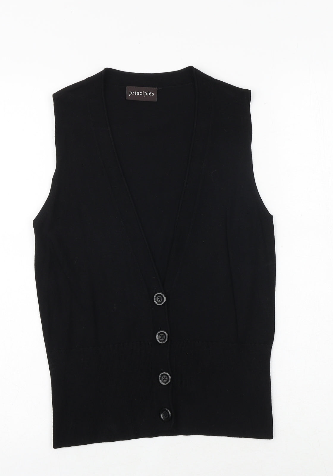 Principles Womens Black V-Neck Viscose Vest Jumper Size 10