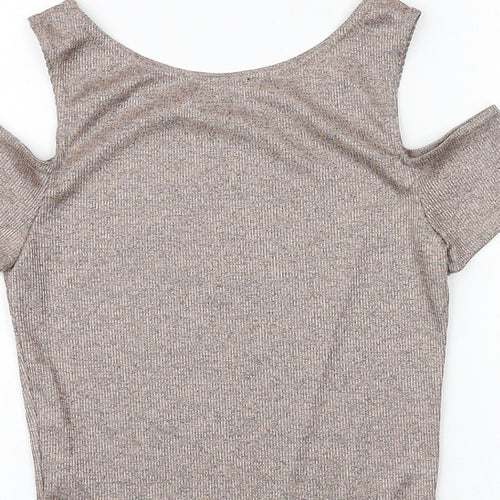 New Look Womens Pink Geometric Polyester Basic Tank Size 8 Round Neck - Cold Shoulder