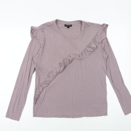 Topshop Womens Purple Modacrylic Basic T-Shirt Size 10 Round Neck