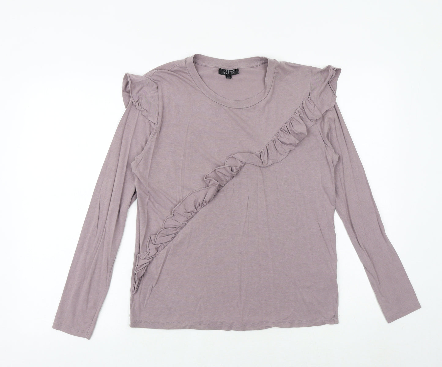 Topshop Womens Purple Modacrylic Basic T-Shirt Size 10 Round Neck