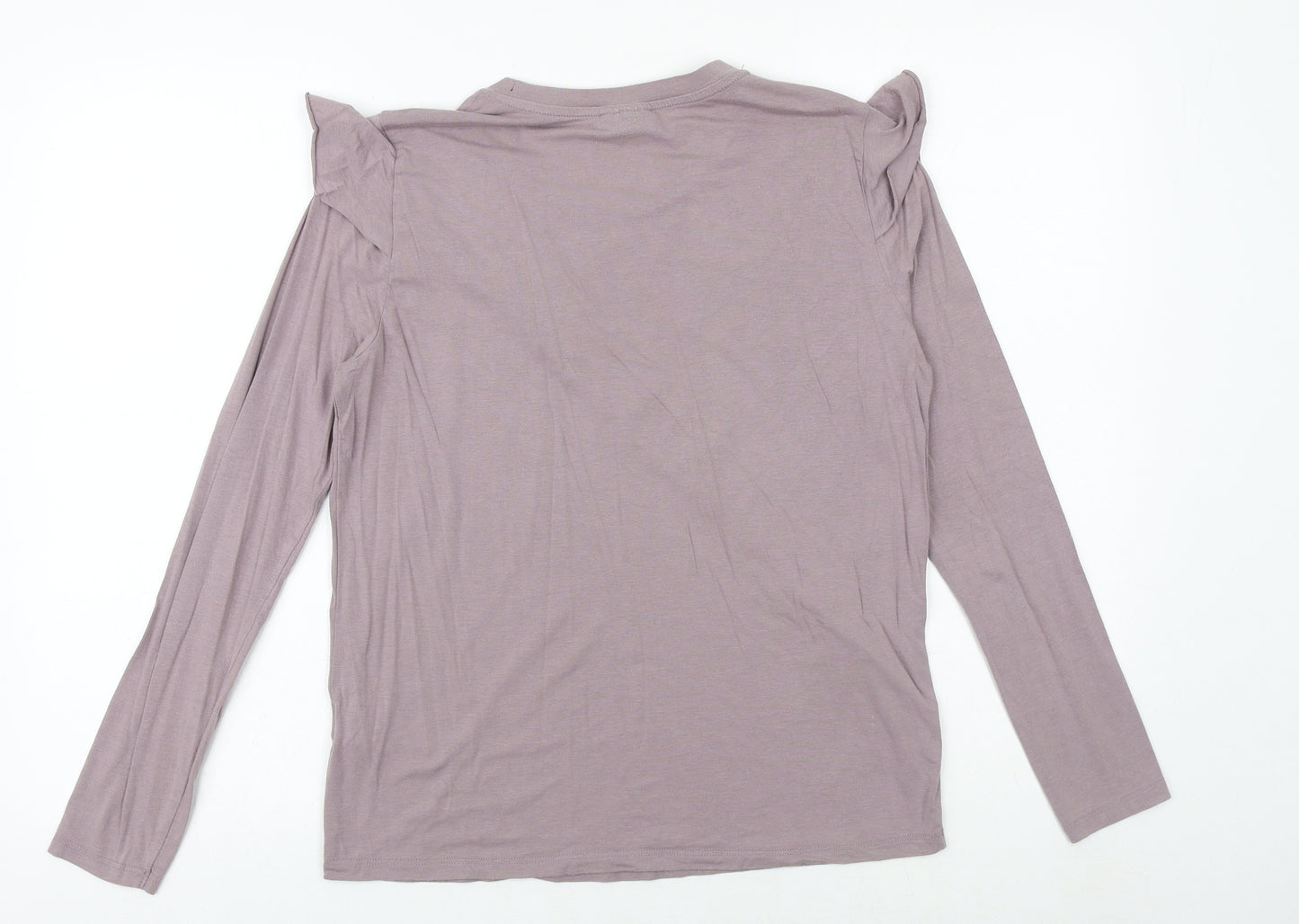 Topshop Womens Purple Modacrylic Basic T-Shirt Size 10 Round Neck