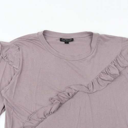 Topshop Womens Purple Modacrylic Basic T-Shirt Size 10 Round Neck