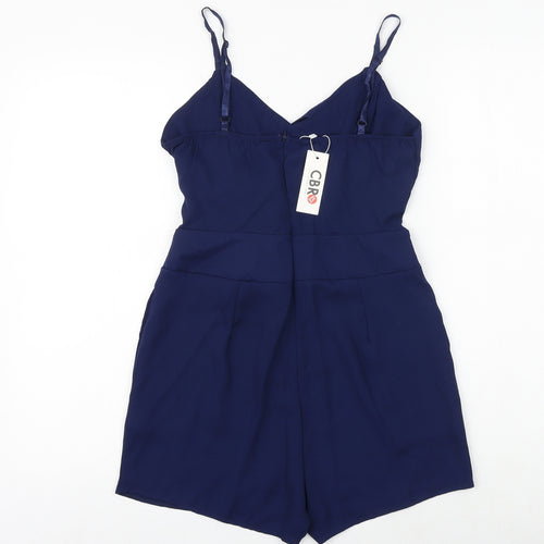 CBR Womens Blue Polyester Playsuit One-Piece Size M Pullover - Tie Front Detail