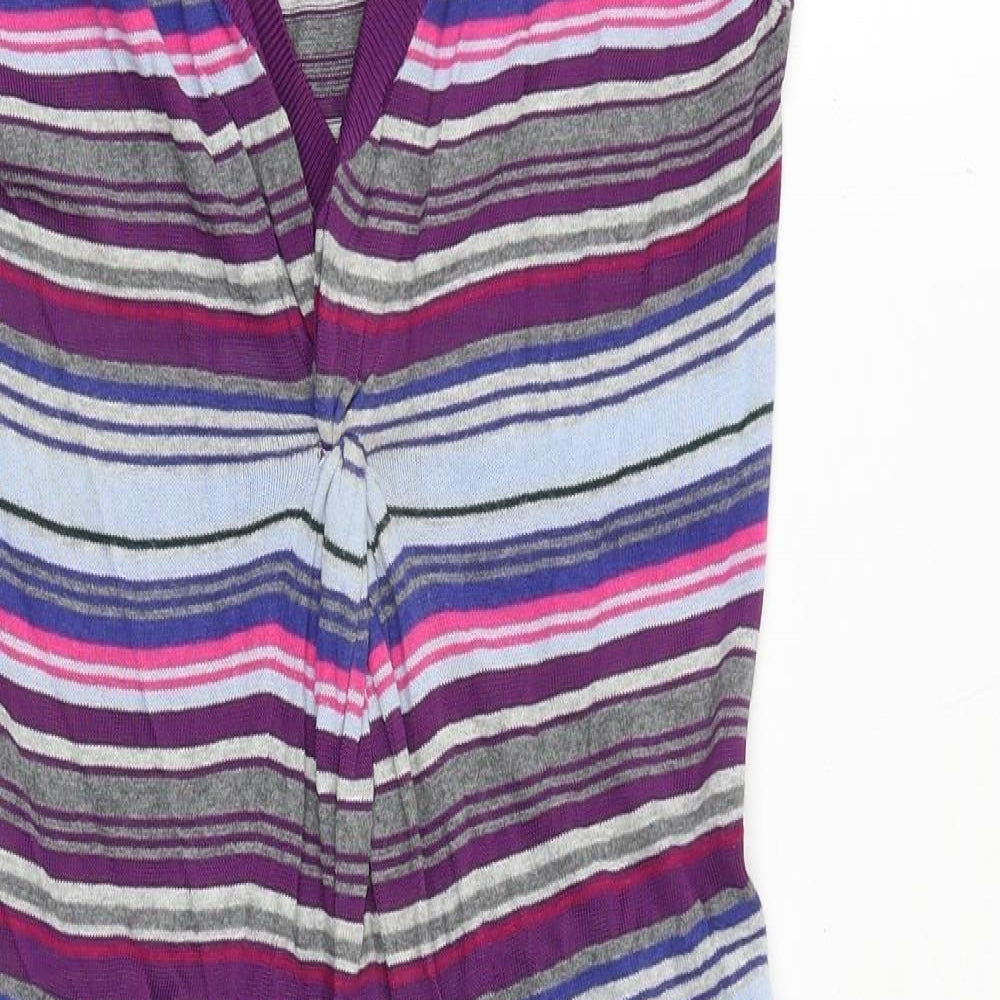 Phase Eight Womens Multicoloured Striped Polyester A-Line Size 10 V-Neck Pullover