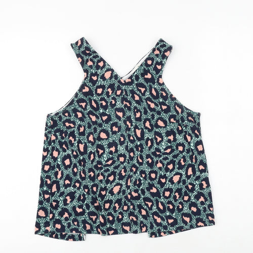 H&M Womens Green Geometric Polyester Basic Tank Size XS V-Neck - Open Back