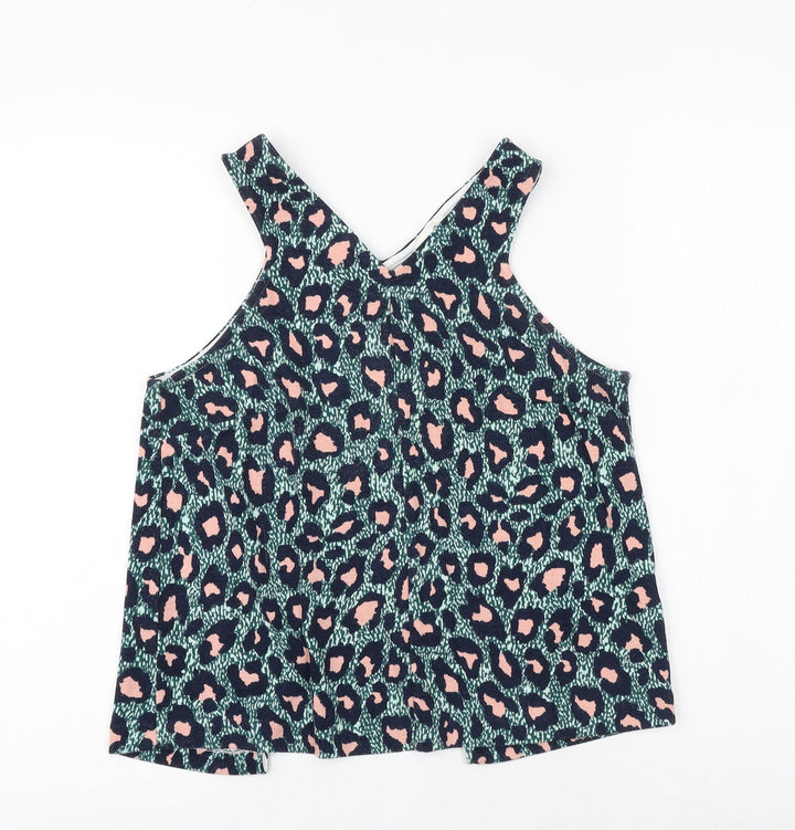 H&M Womens Green Geometric Polyester Basic Tank Size XS V-Neck - Open Back