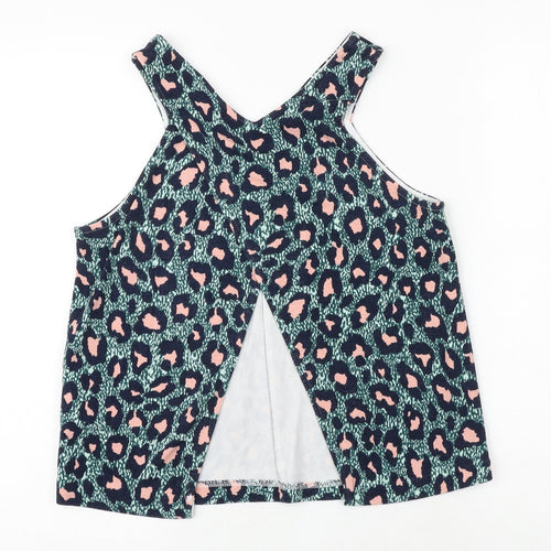 H&M Womens Green Geometric Polyester Basic Tank Size XS V-Neck - Open Back