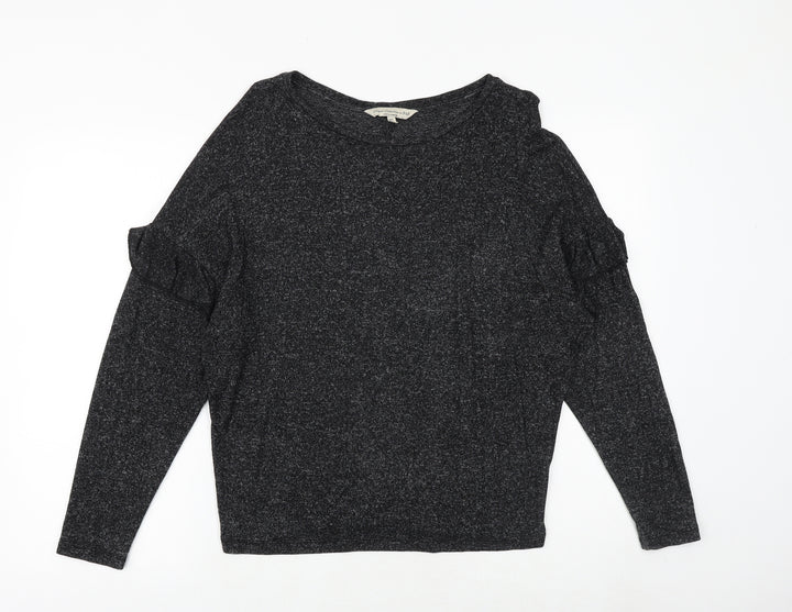 F&F Womens Grey Geometric Polyester Basic Blouse Size 8 Round Neck