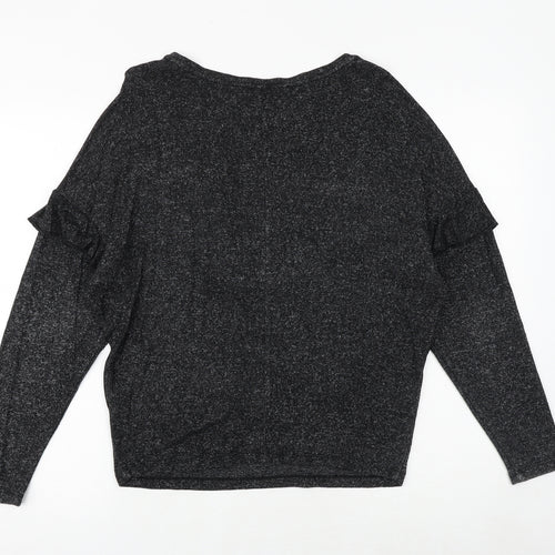 F&F Womens Grey Geometric Polyester Basic Blouse Size 8 Round Neck