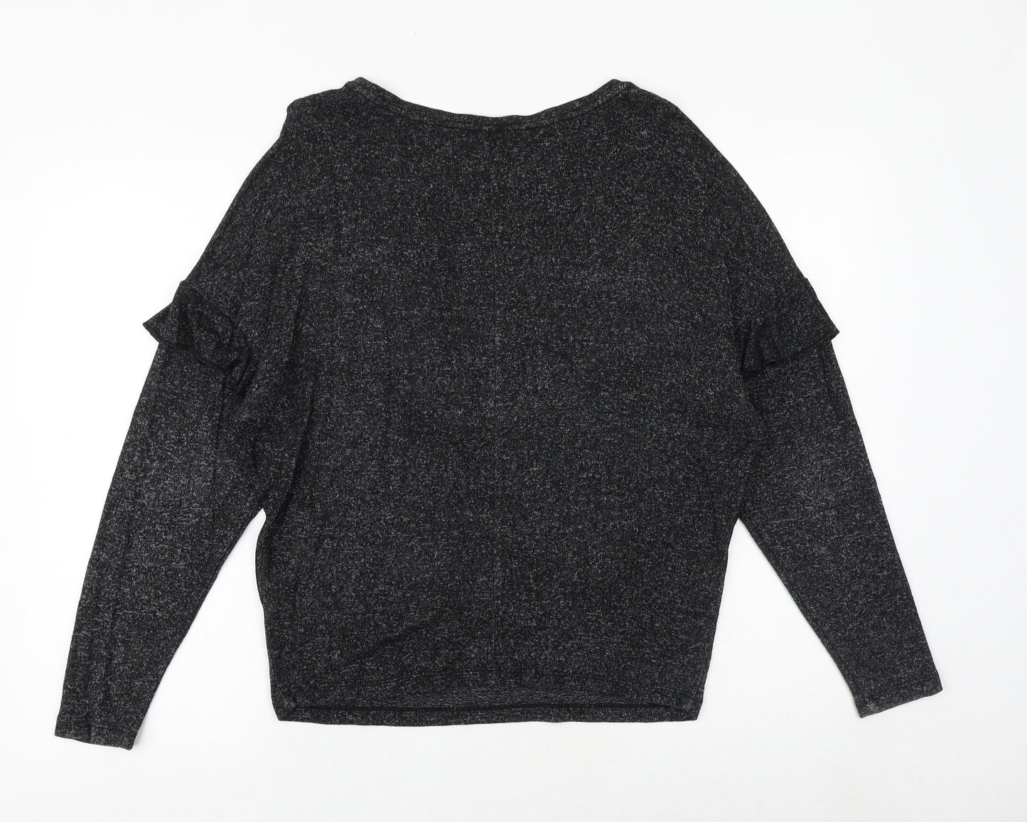 F&F Womens Grey Geometric Polyester Basic Blouse Size 8 Round Neck