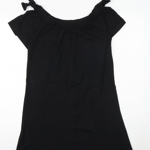 Papaya Womens Black 100% Cotton A-Line Size S Round Neck Pullover
