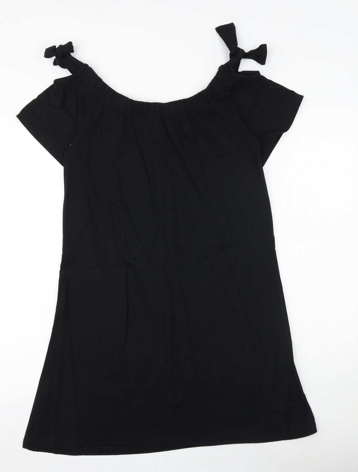 Papaya Womens Black 100% Cotton A-Line Size S Round Neck Pullover