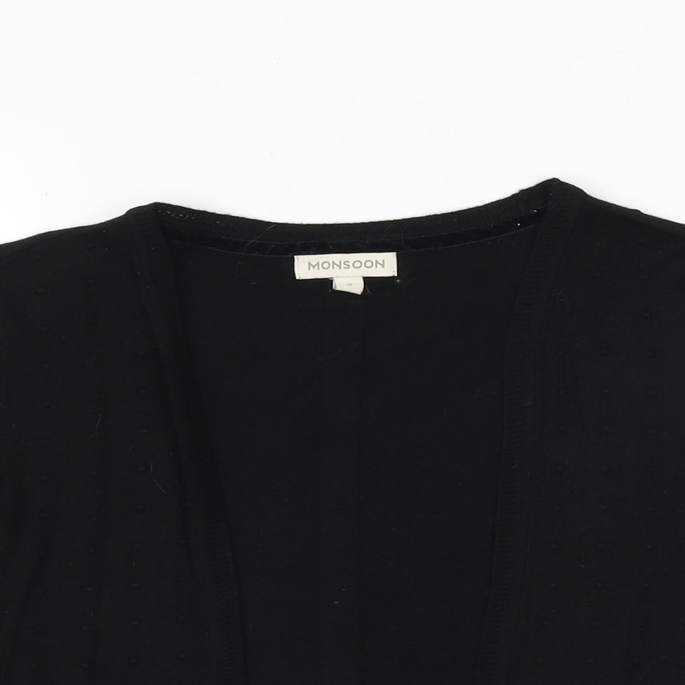 Monsoon Womens Black V-Neck Polyester Cardigan Jumper Size S