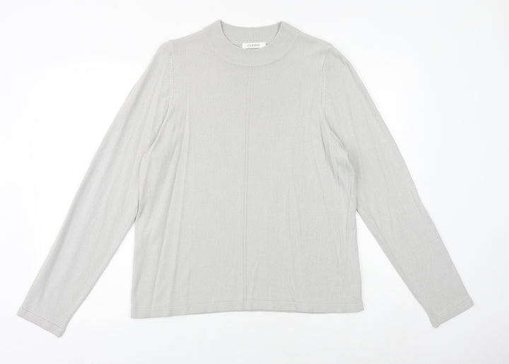Marks and Spencer Womens Grey Mock Neck Acrylic Pullover Jumper Size 16