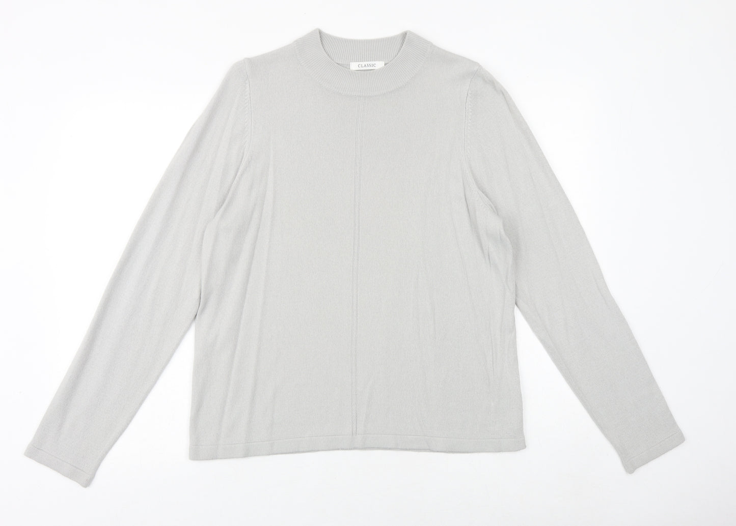 Marks and Spencer Womens Grey Mock Neck Acrylic Pullover Jumper Size 16
