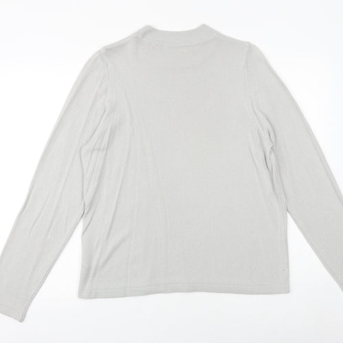 Marks and Spencer Womens Grey Mock Neck Acrylic Pullover Jumper Size 16
