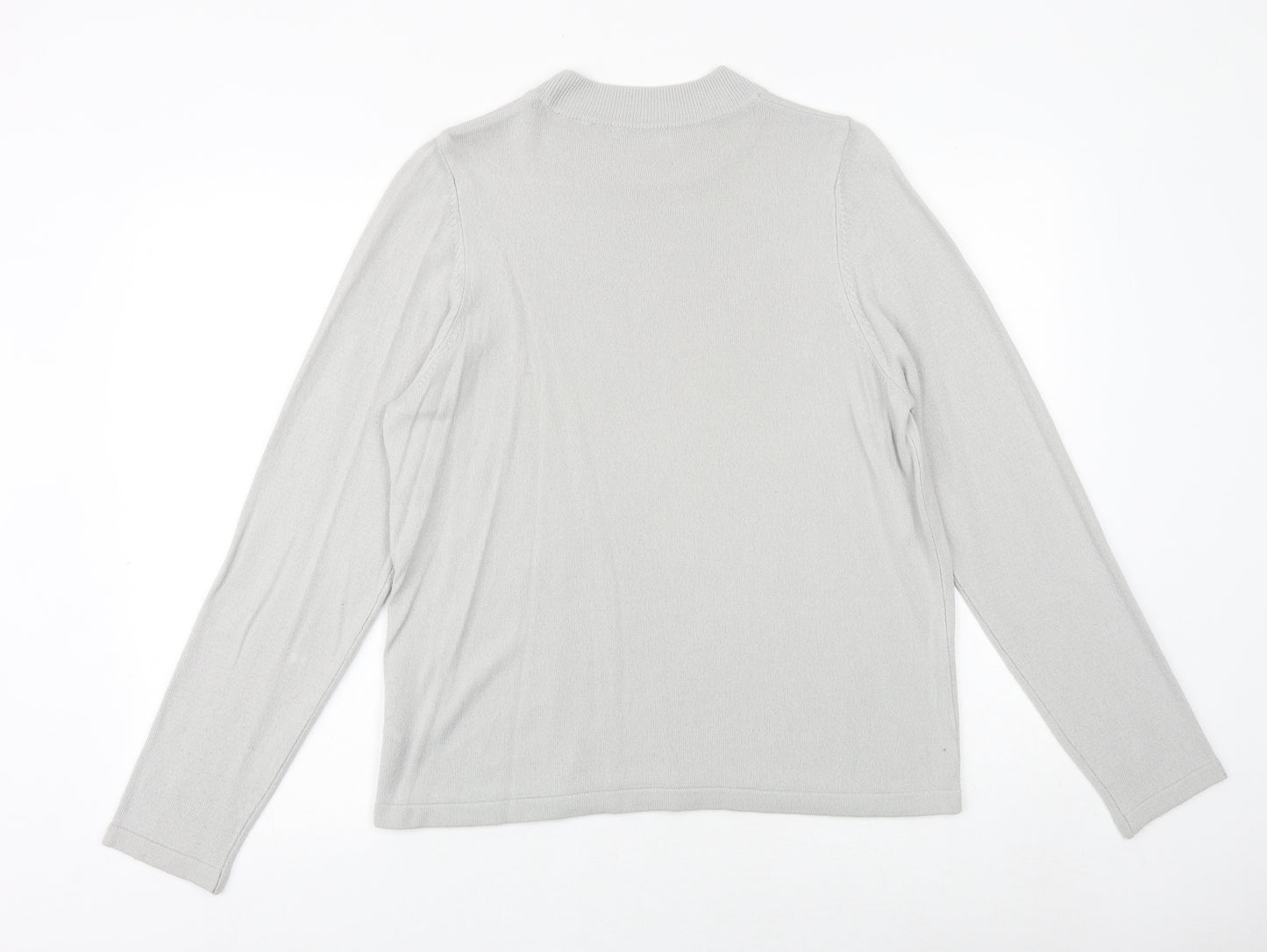 Marks and Spencer Womens Grey Mock Neck Acrylic Pullover Jumper Size 16