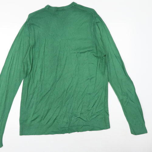 Hutson Harbour Mens Green Round Neck Acrylic Pullover Jumper Size M Long Sleeve