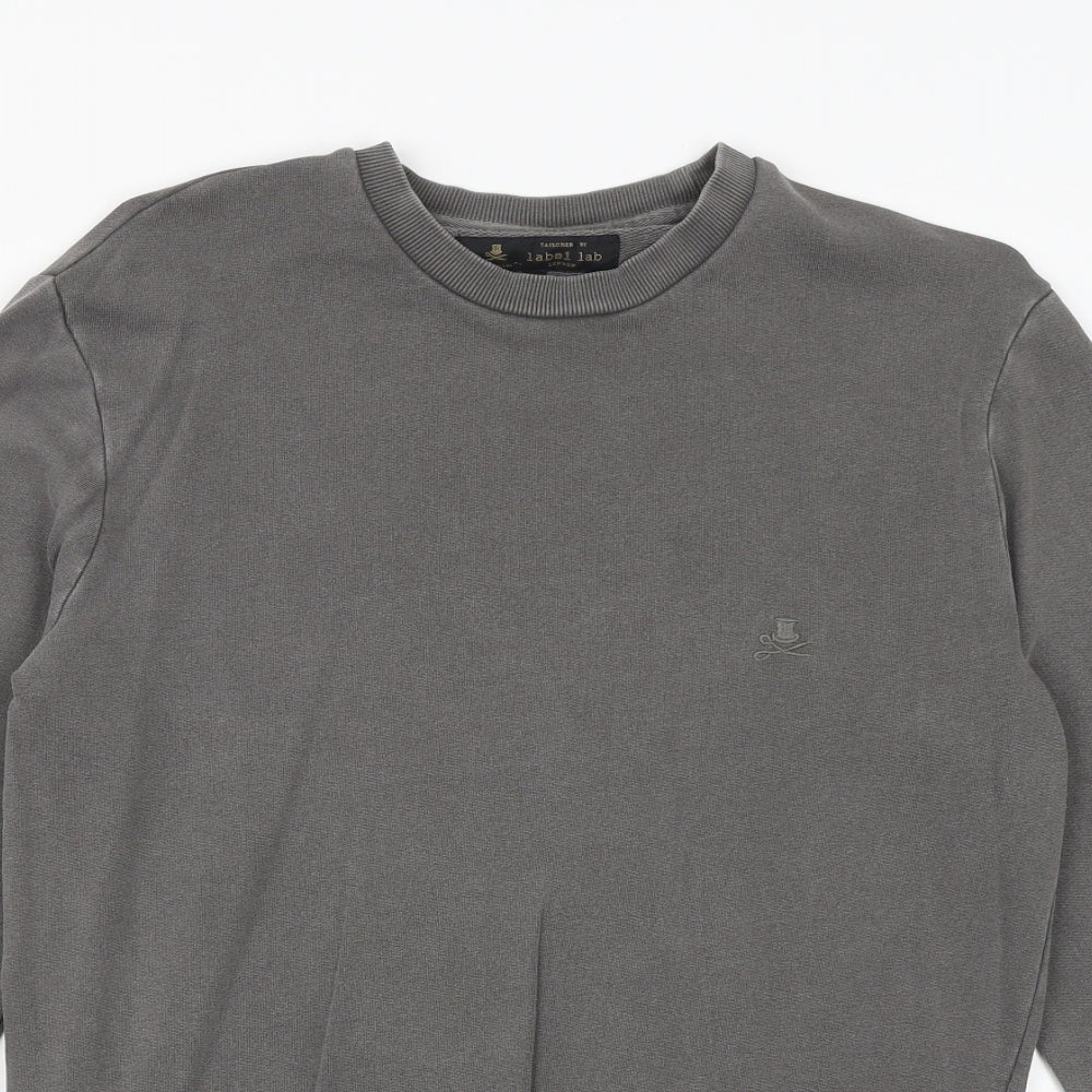 Label Lab Mens Grey Cotton Pullover Sweatshirt Size S