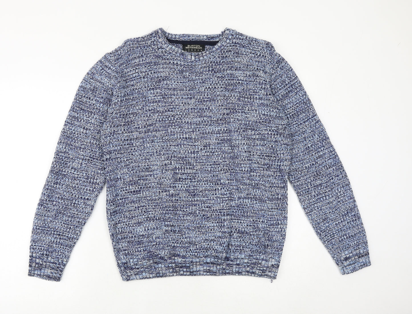 Burton Mens Blue Round Neck Acrylic Pullover Jumper Size S Long Sleeve