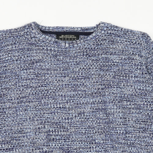 Burton Mens Blue Round Neck Acrylic Pullover Jumper Size S Long Sleeve