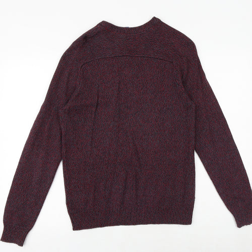 H&M Mens Red Round Neck Acrylic Pullover Jumper Size S Long Sleeve