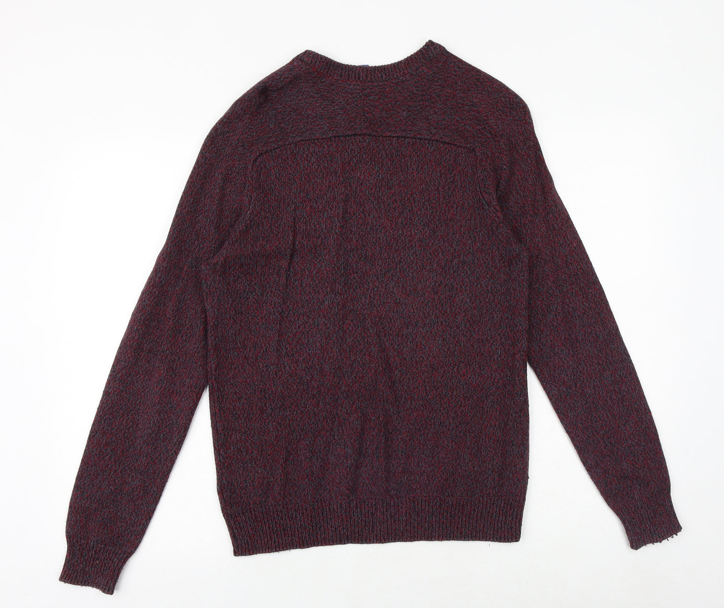 H&M Mens Red Round Neck Acrylic Pullover Jumper Size S Long Sleeve