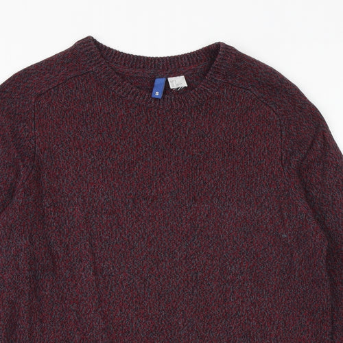 H&M Mens Red Round Neck Acrylic Pullover Jumper Size S Long Sleeve