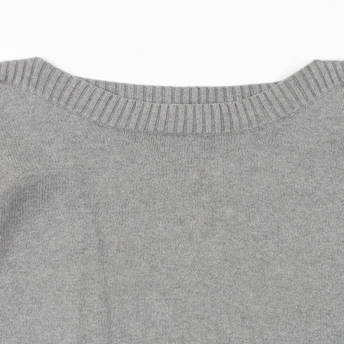 Marks and Spencer Womens Grey Boat Neck Cotton Pullover Jumper Size 14