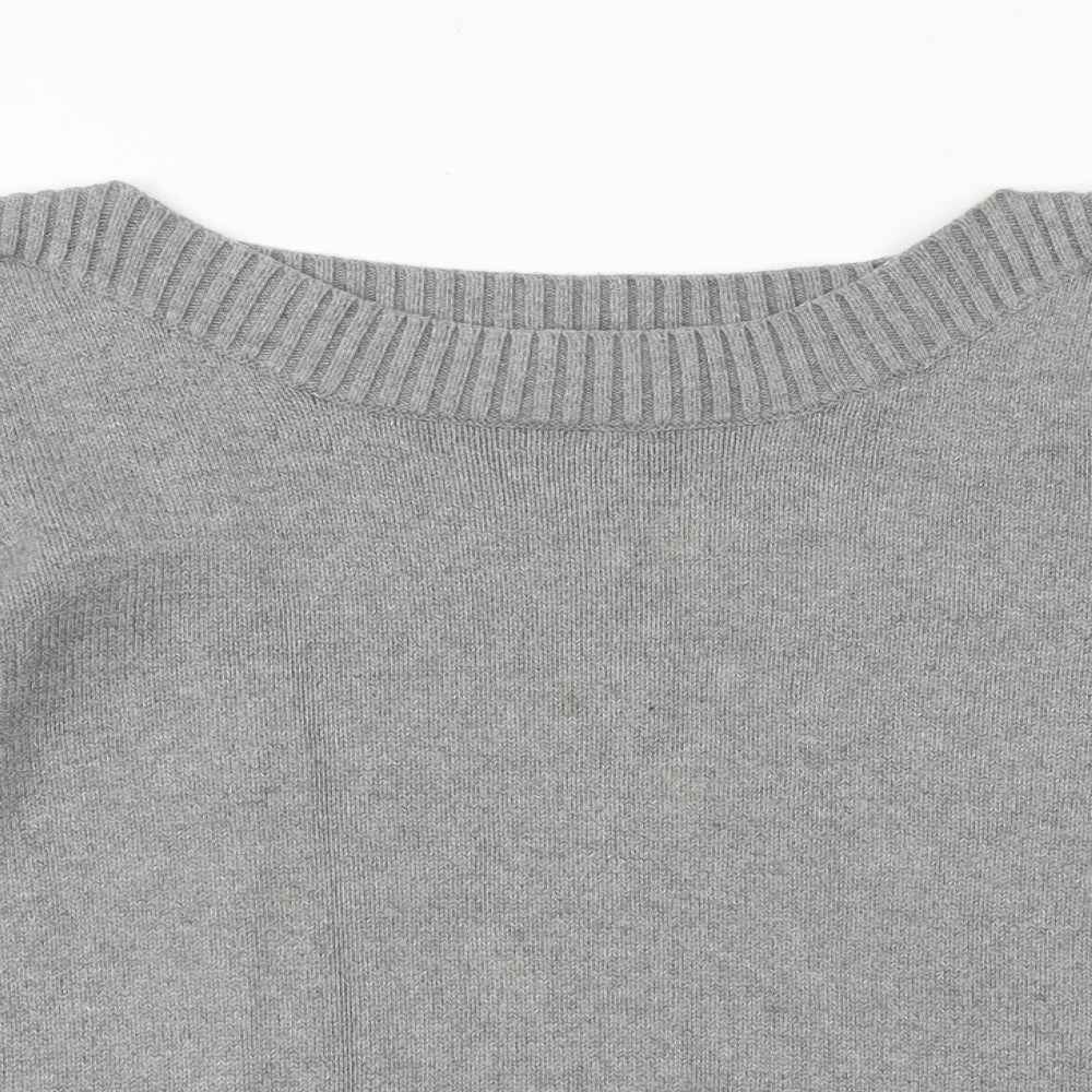 Marks and Spencer Womens Grey Boat Neck Cotton Pullover Jumper Size 14