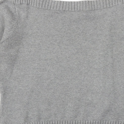 Marks and Spencer Womens Grey Boat Neck Cotton Pullover Jumper Size 14