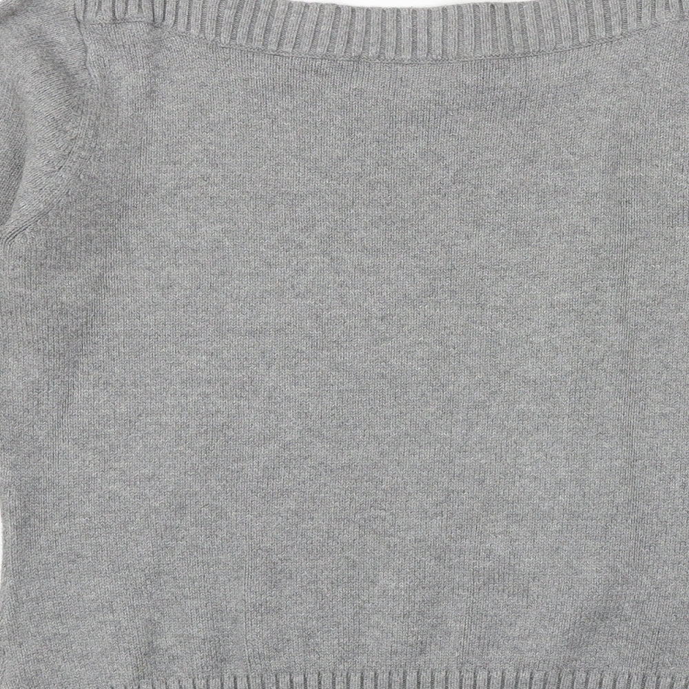 Marks and Spencer Womens Grey Boat Neck Cotton Pullover Jumper Size 14