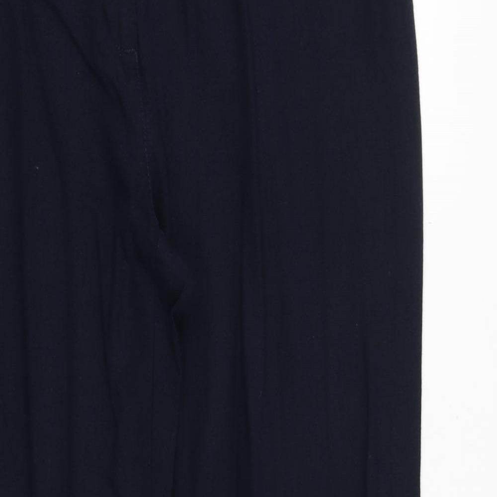 Marks and Spencer Womens Blue Flax Trousers Size 14 Regular Zip