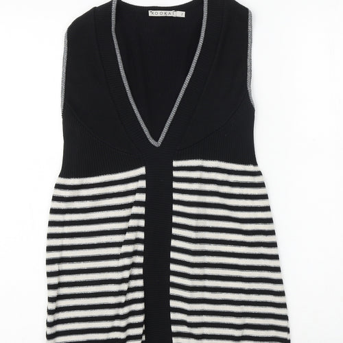 Kookai Womens Black Striped Polyester Basic Tank Size S V-Neck