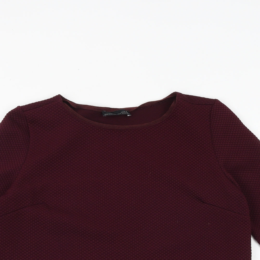 Zara Womens Purple Polyester Basic Blouse Size M Round Neck