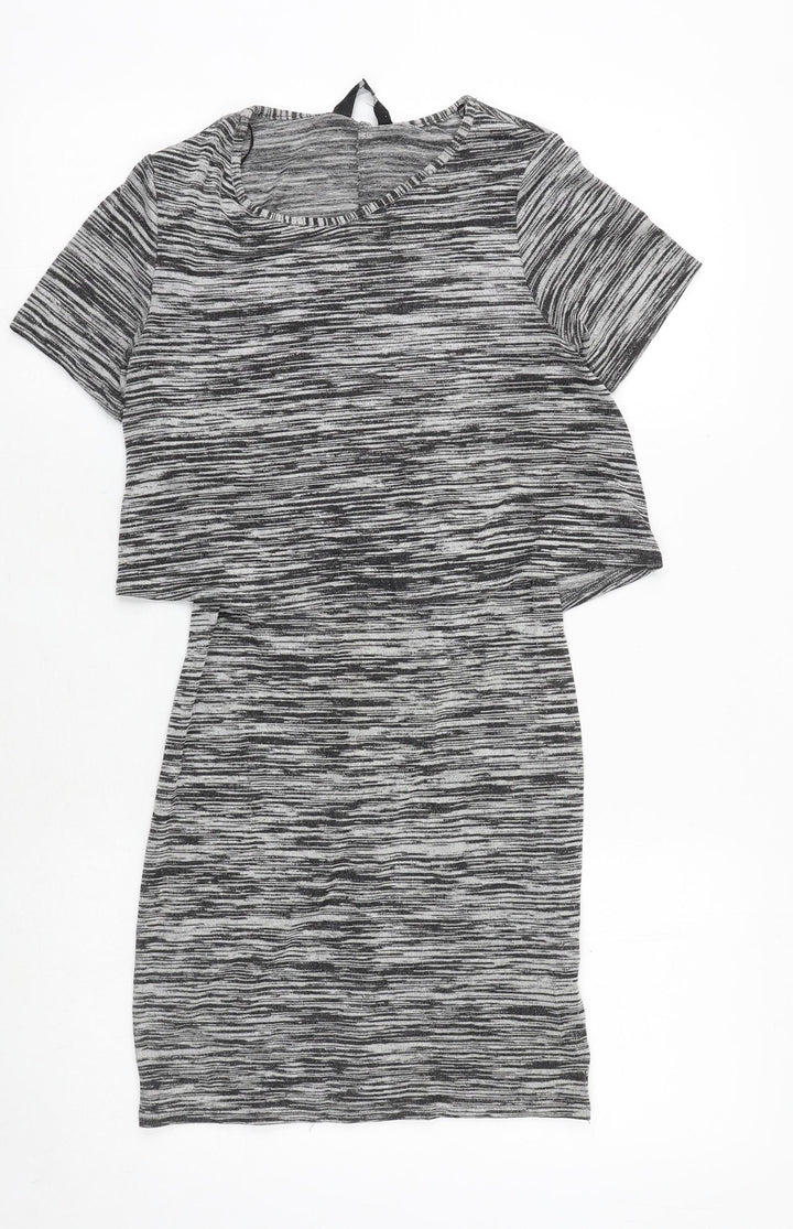 New Look Womens Grey Viscose A-Line Size 8 Round Neck Pullover