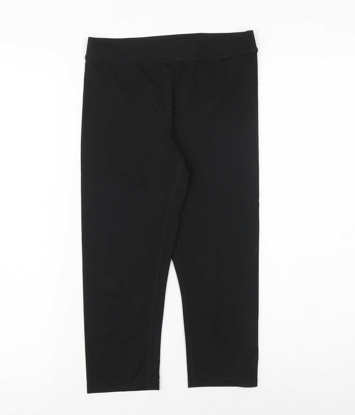 H&M Girls Black Polyester Cropped Trousers Size 10-11 Years Regular Pullover - Leggings