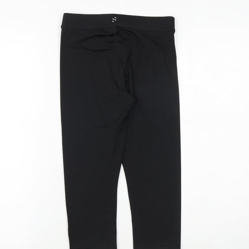 H&M Girls Black Polyester Cropped Trousers Size 10-11 Years Regular Pullover - Leggings