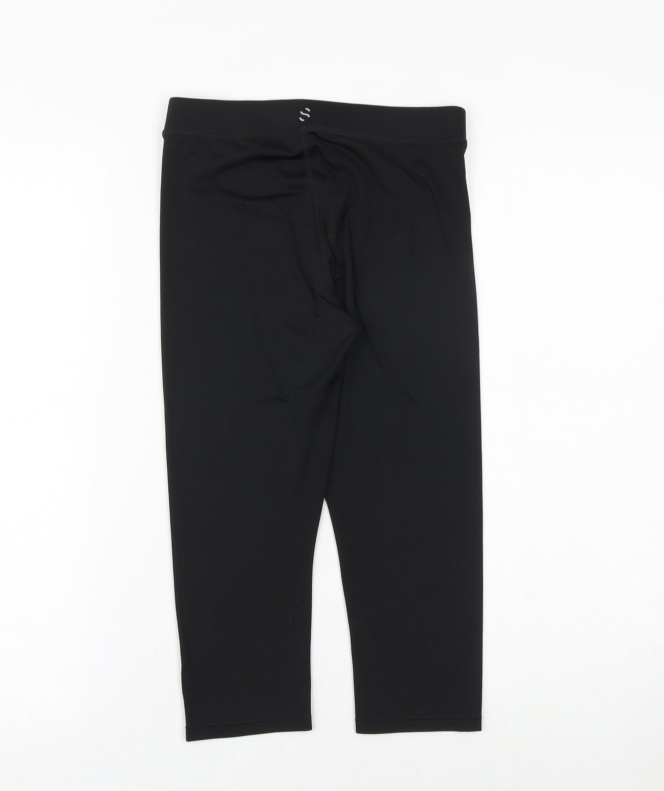 H&M Girls Black Polyester Cropped Trousers Size 10-11 Years Regular Pullover - Leggings