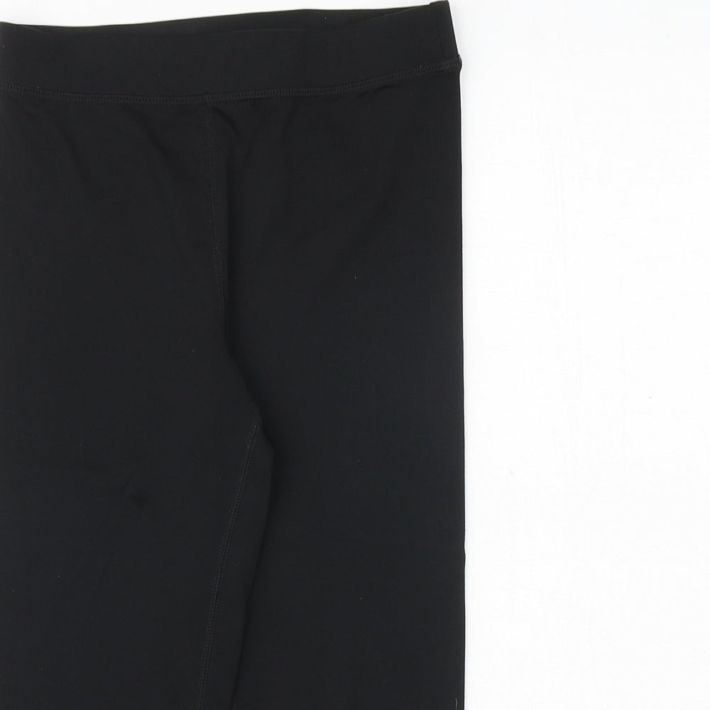 H&M Girls Black Polyester Cropped Trousers Size 10-11 Years Regular Pullover - Leggings