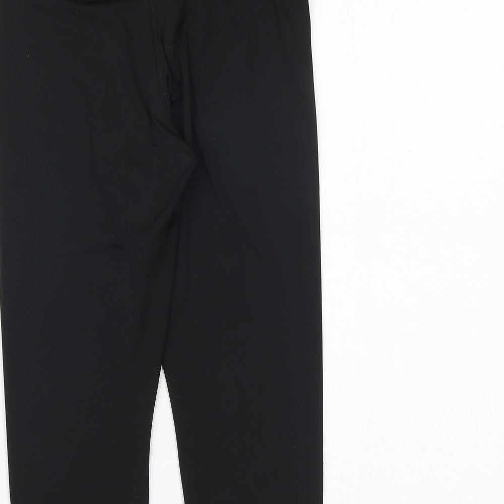 H&M Girls Black Polyester Cropped Trousers Size 10-11 Years Regular Pullover - Leggings