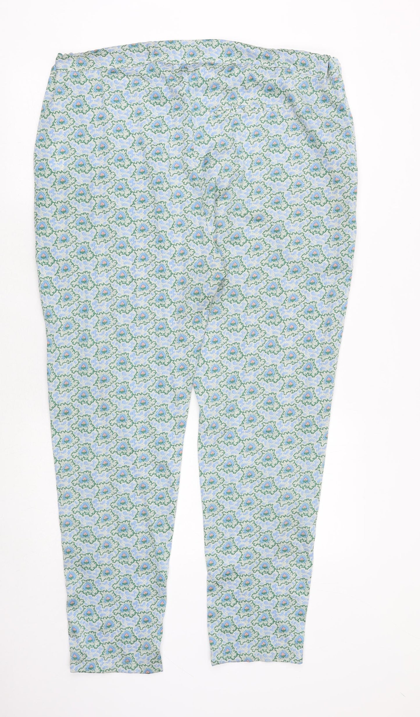 PlusFine Womens Green Floral Polyester Chino Trousers Size 2XL Regular