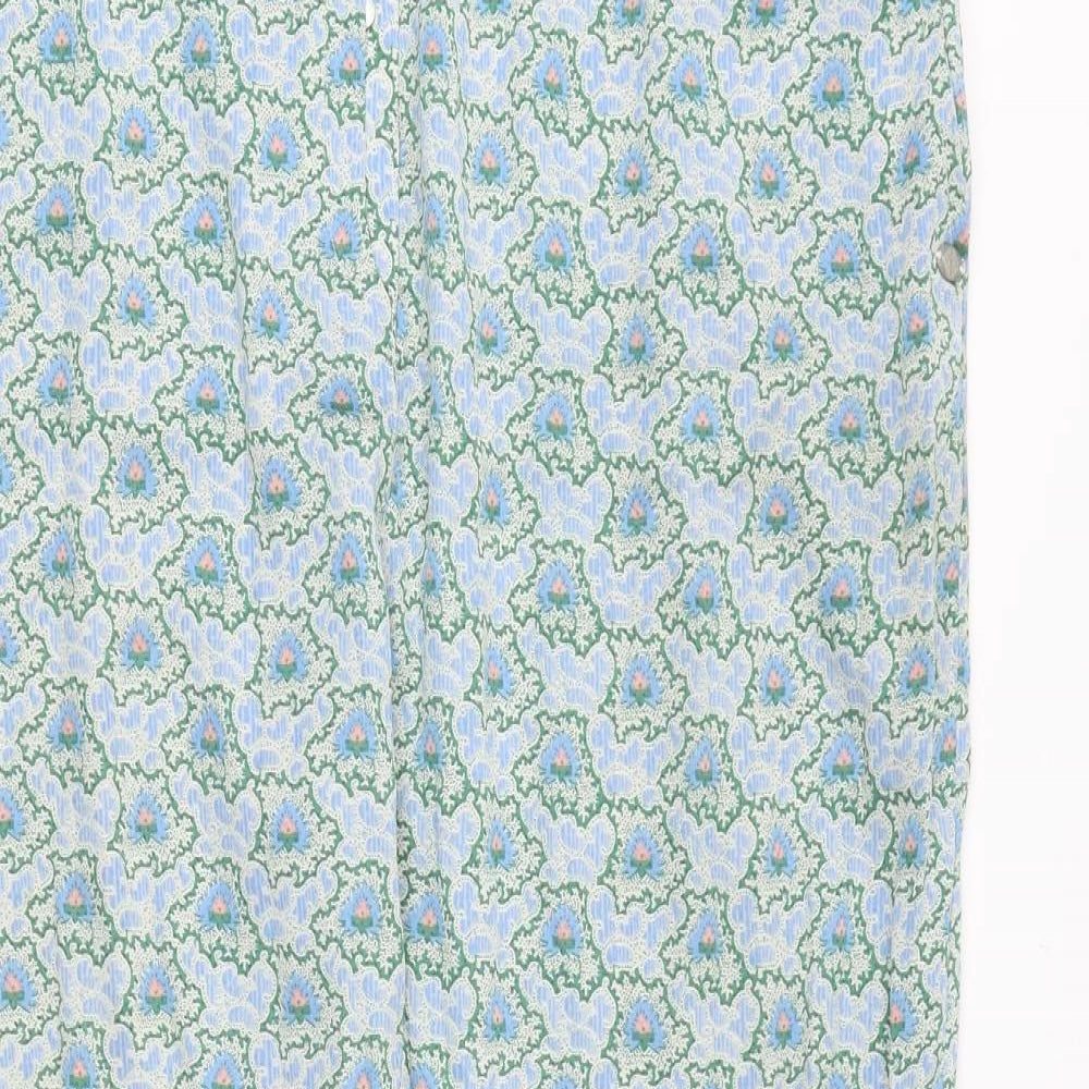 PlusFine Womens Green Floral Polyester Chino Trousers Size 2XL Regular