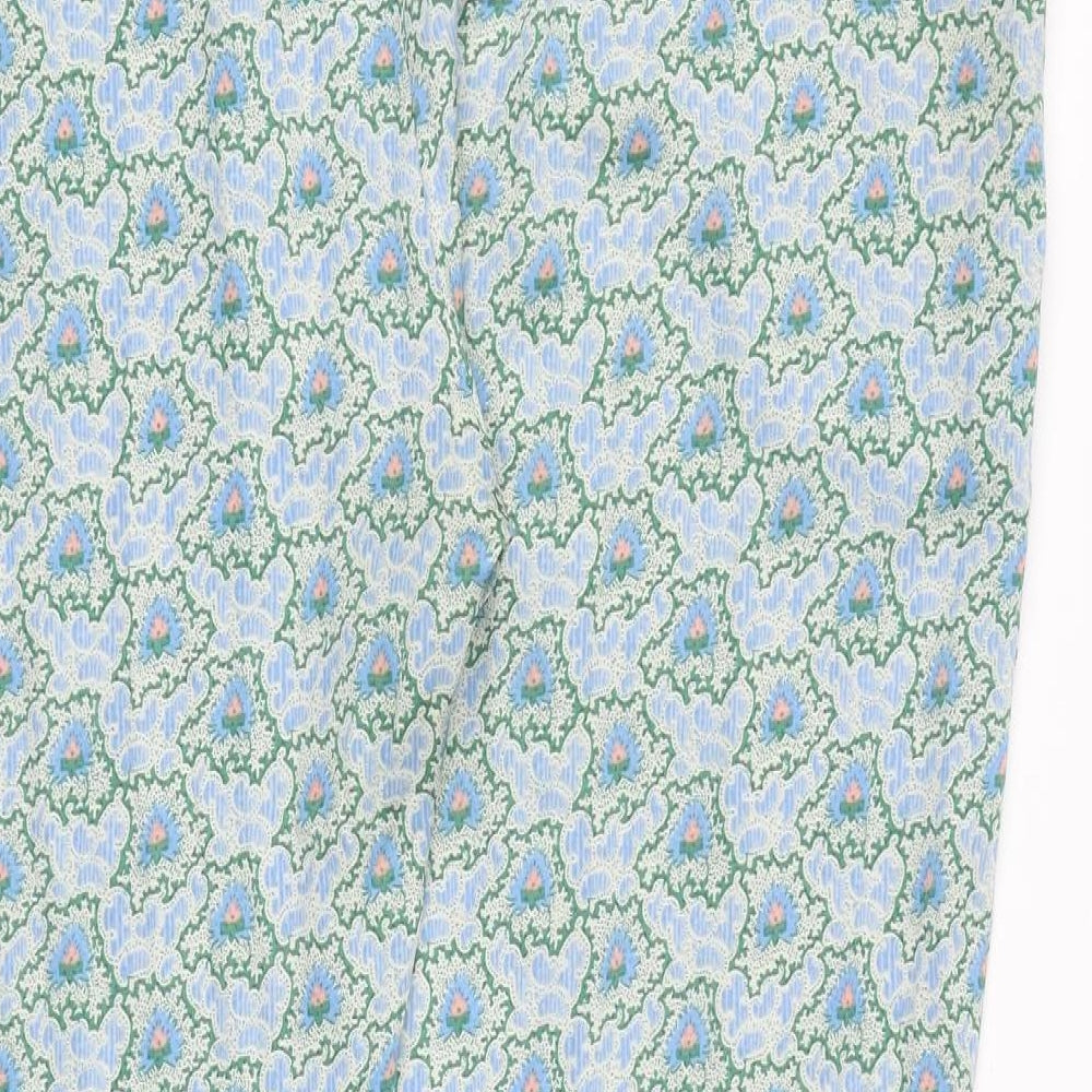 PlusFine Womens Green Floral Polyester Chino Trousers Size 2XL Regular