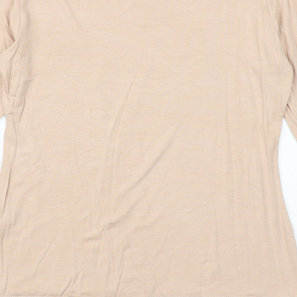 PRETTYLITTLETHING Womens Pink Viscose Basic T-Shirt Size 12 Round Neck