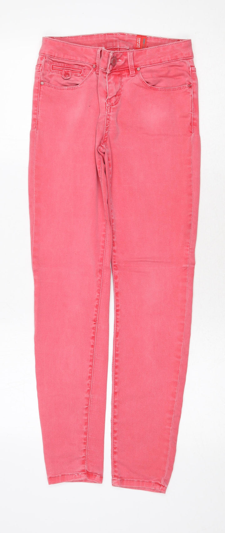 Yes Yes Womens Red Cotton Straight Jeans Size 6 Regular Zip