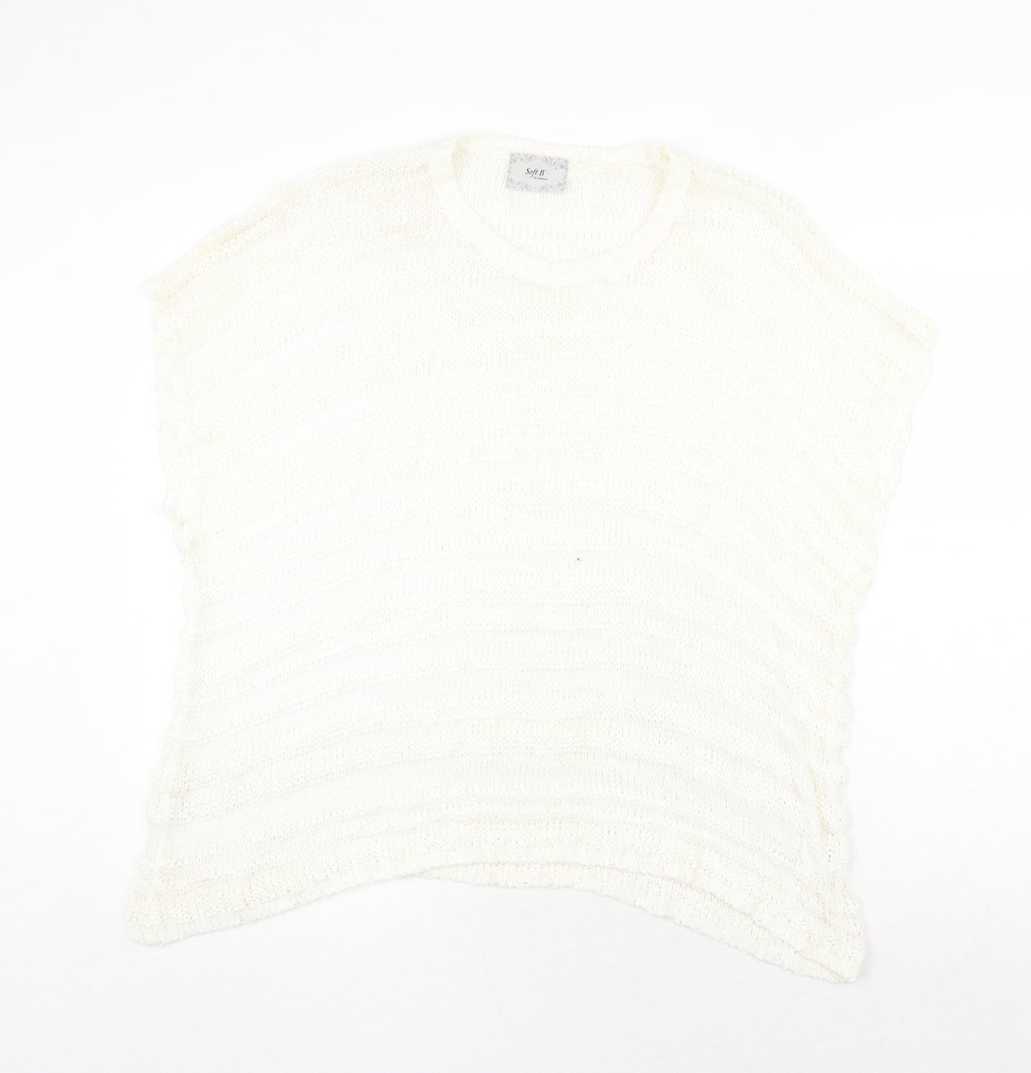 Soft B Womens Ivory Round Neck Acrylic Pullover Jumper Size L